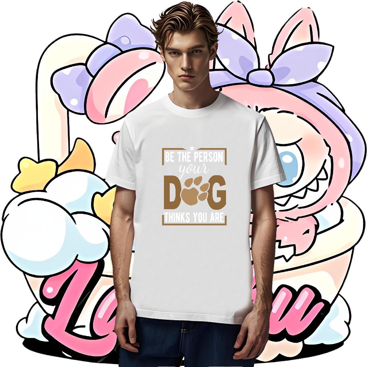 Loose Men Clothes T-Shirt Street Casual 230g Cotton Graphic Breathable Soft dog's paw T-Shirts for Men New Designer Tees Shirts
