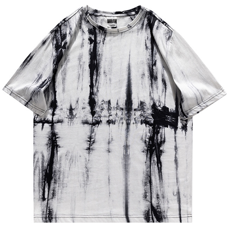 Men Harajuku Tie-dye T-shirt Summer Oversized Hip Hop T Shirt Y2K Streetwear Tee Top Short Sleeve Loose Tshirt 240819