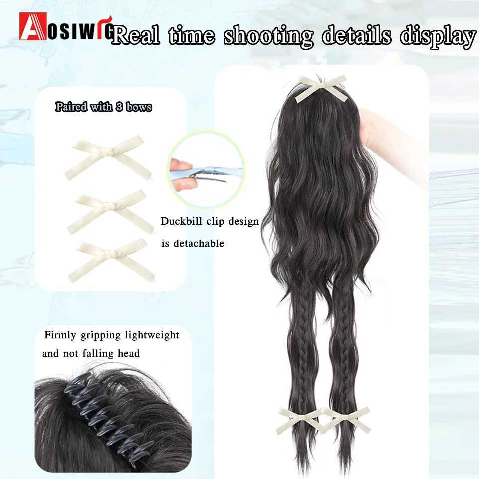 Synthetic Water Pattern Boxing Braid Claw Clip Braid on Braid Female Hair Extension Waterfall Half Tie High Pon W240817
