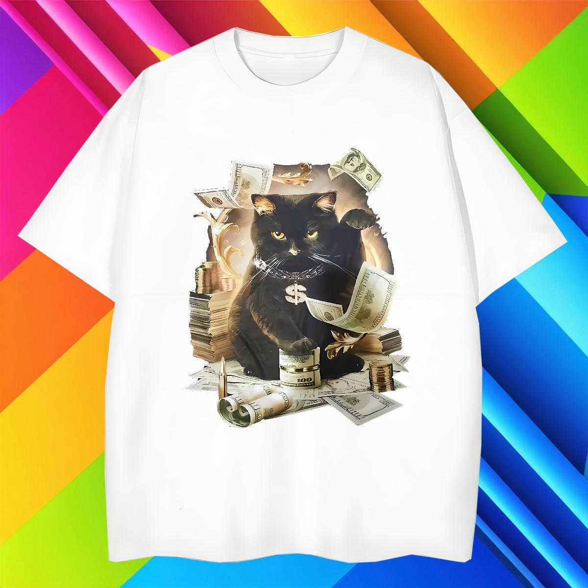 Soft T-Shirts cat Breathable Short Sleeve Casual Daily Wear Skull 100% Cotton 230g Men Tees Classic Clothings