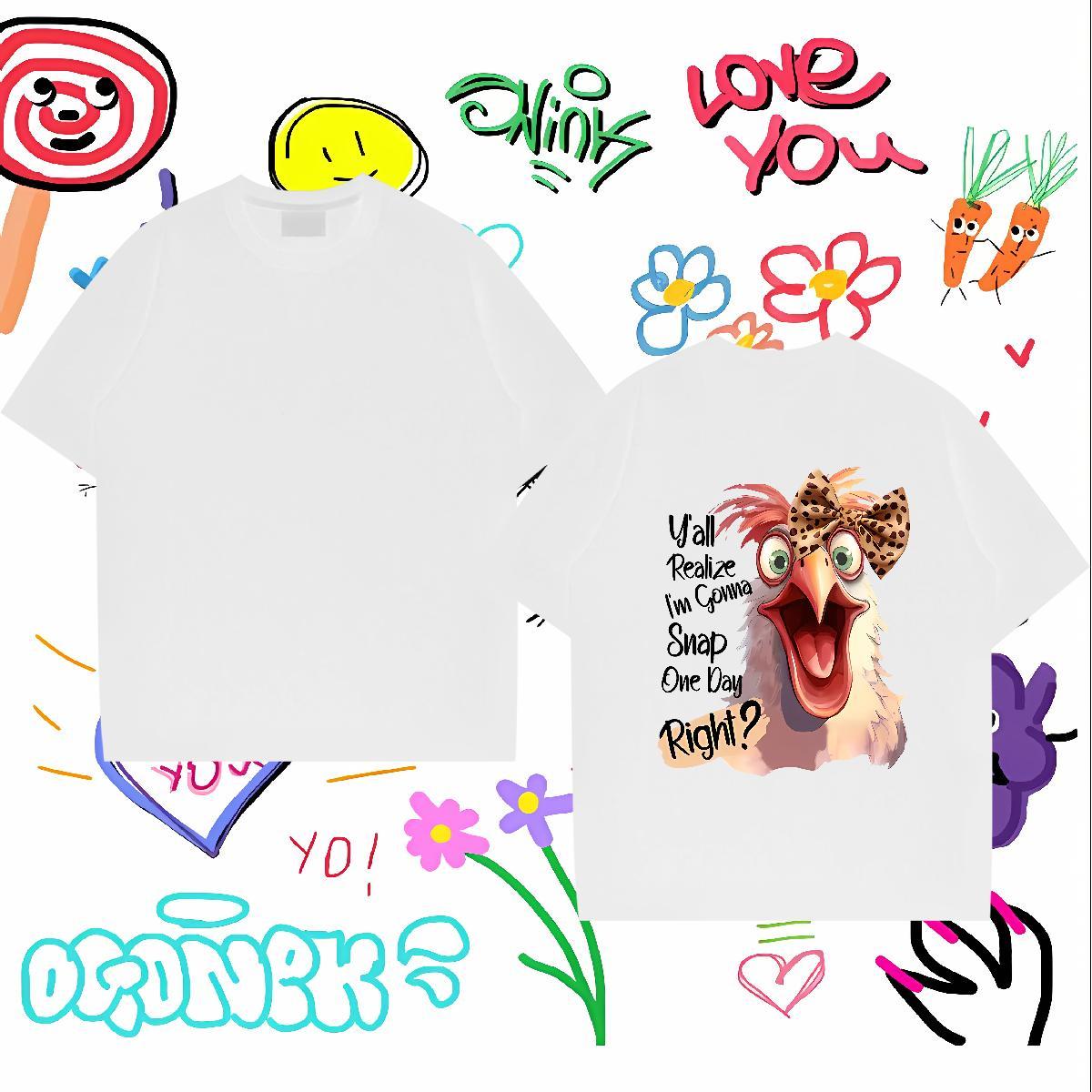 Cool Design T shirt cock Round Neck Short Sleeve Outdoor DIY 100% Cotton 230g Men Tshirts 2024 Summer Clothings