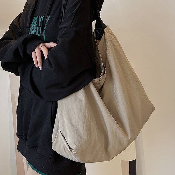 Ins Nylon Shopping Capacity Lightweight Foldable Handheld Large Women's Versatile Casual Single Shoulder Tote Bag