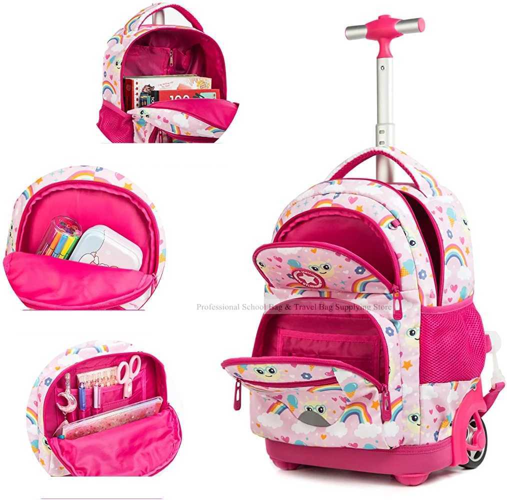 School Wheeled Backpack for boys Kids Rolling Backpack 3pcs Set Lunch Bag School Trolley bag for girl School Rolling luggage Bag Y240820