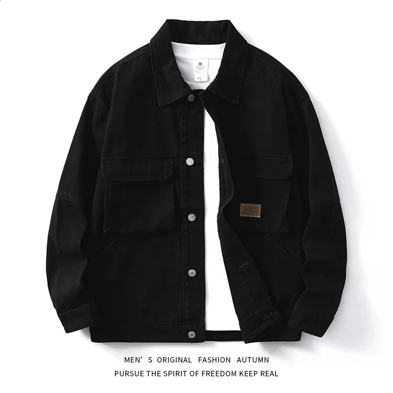 Autumn American Gangster Handsome Mens Workwear Denim Jacket Hundreds of retro classic Japanese denim casual blouse shirt y240819