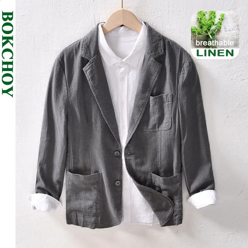 Spring retro linen cotton hunting suit mens casual solid color jacket BL949 240819