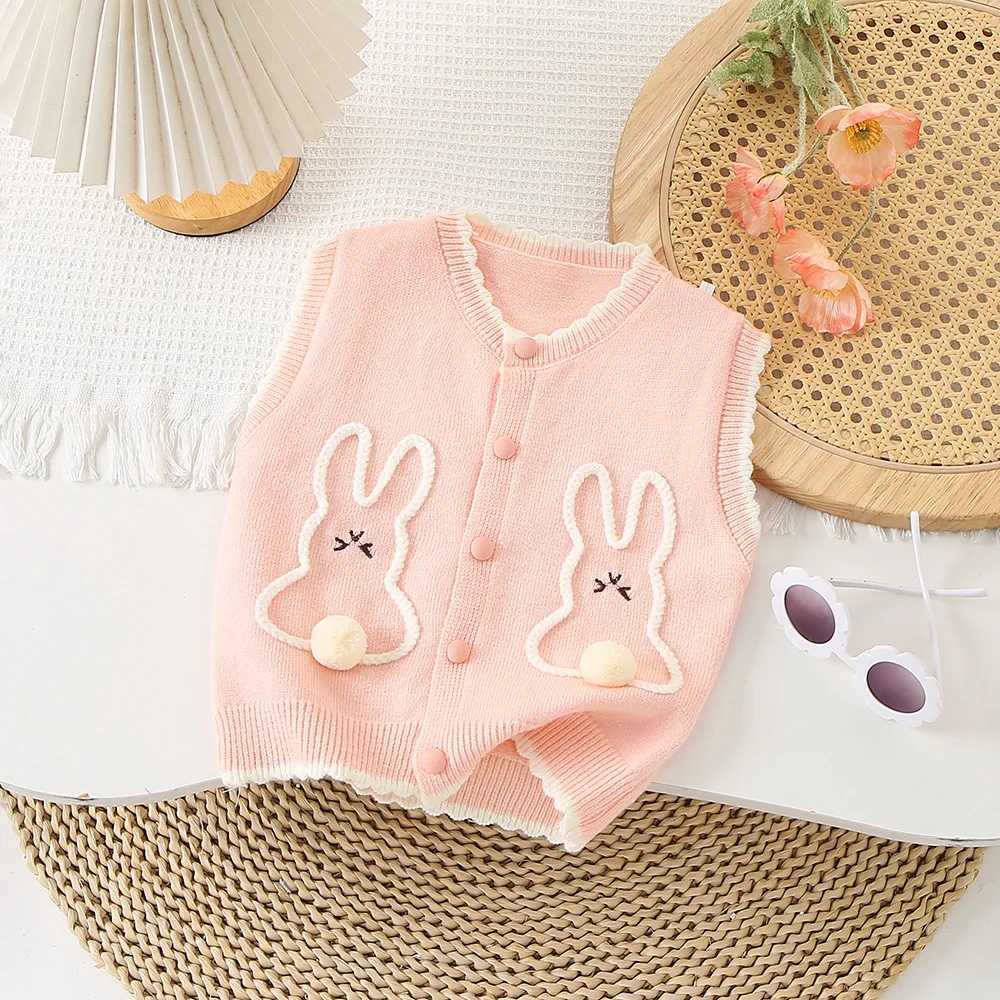 Girls Woolen Jersey Vests Spring Autumn 2024 Children Knitted Sweaters Coats For Baby Outerwear Clothes Kids Tops Costume 4 5 6YXJ240819