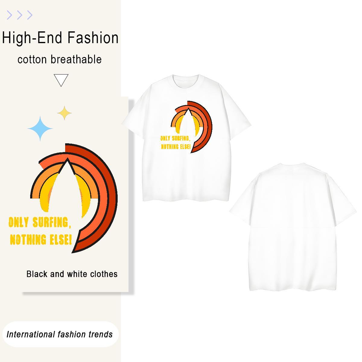 Classic wave 230g Cotton Men Tops Tees Beach Breathable Short Sleeve Men T Shirts Factory Direct Plus Size Cartoon Wear