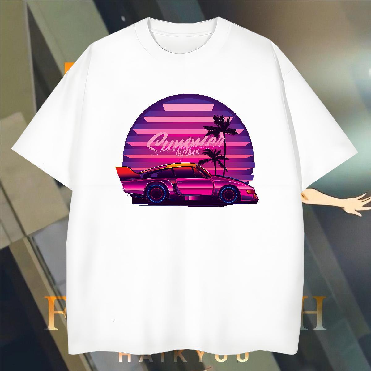 Wholesale car 230g Pure Cotton Men Clothes T-Shirt Outdoor Breathable Soft T Shirts Men Fashion Casual Floral Print Tshirts