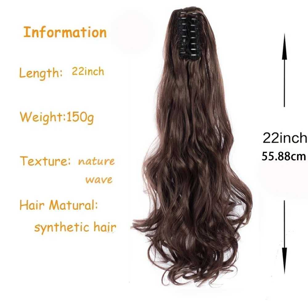 22 inch body wavelength ponytail clip style hair extension cord synthetic curly extension cord female fake hair accessory W240817