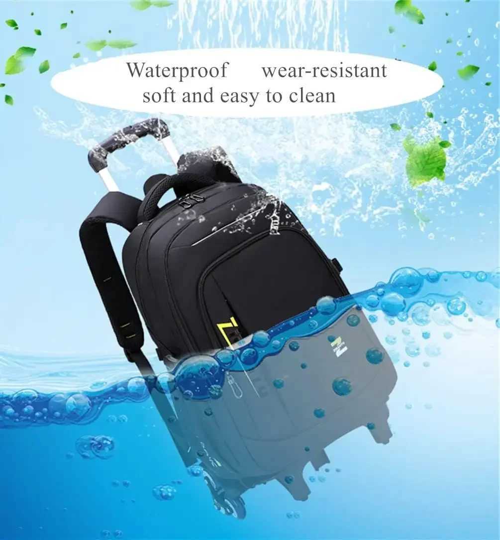 School Rolling Backpacks for Boys Big Capacity Wheeled Bag Trolley School Bags with Wheels Travel Luggage Kids Bookbag Mochil Y240820