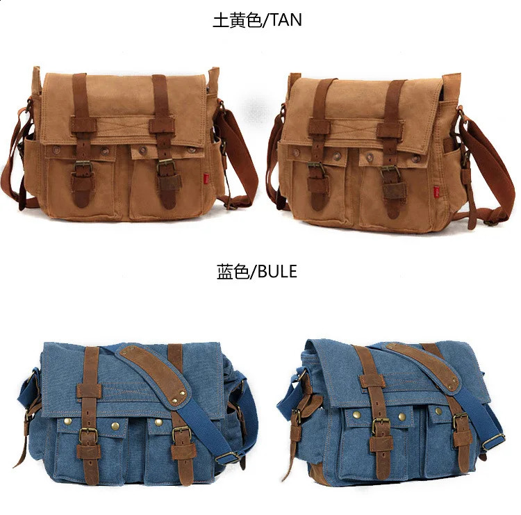 15.6 inch canvas bag vintage Fashion messenger bag for men women travel school bag shoulder bag fit 15.6 inch laptop 240819
