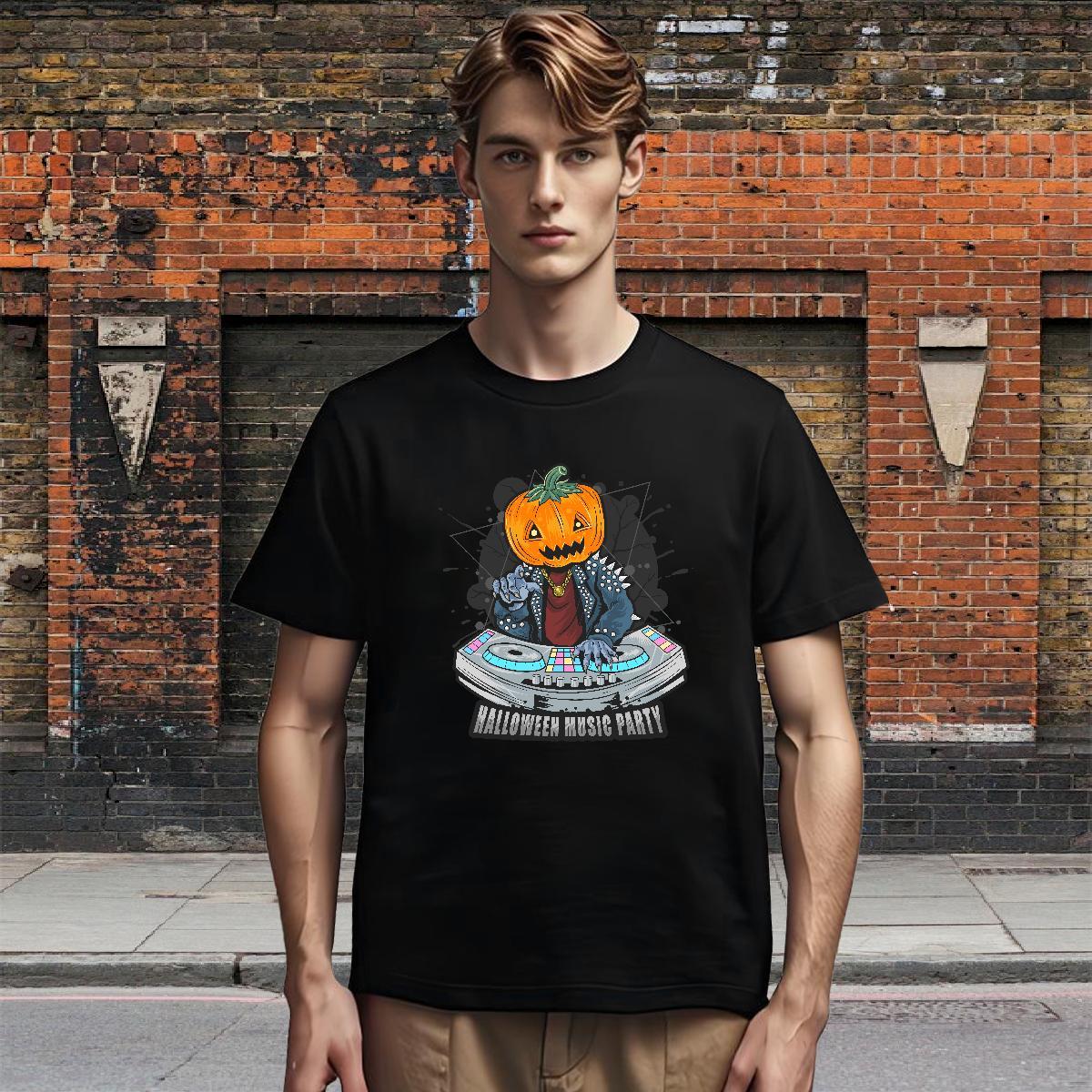 Fashion Men Tshirts halloween Outdoor 230g 100% Cotton Clothes Short Sleeve O-Neck Comfortable Man T Shirts DIY Printed