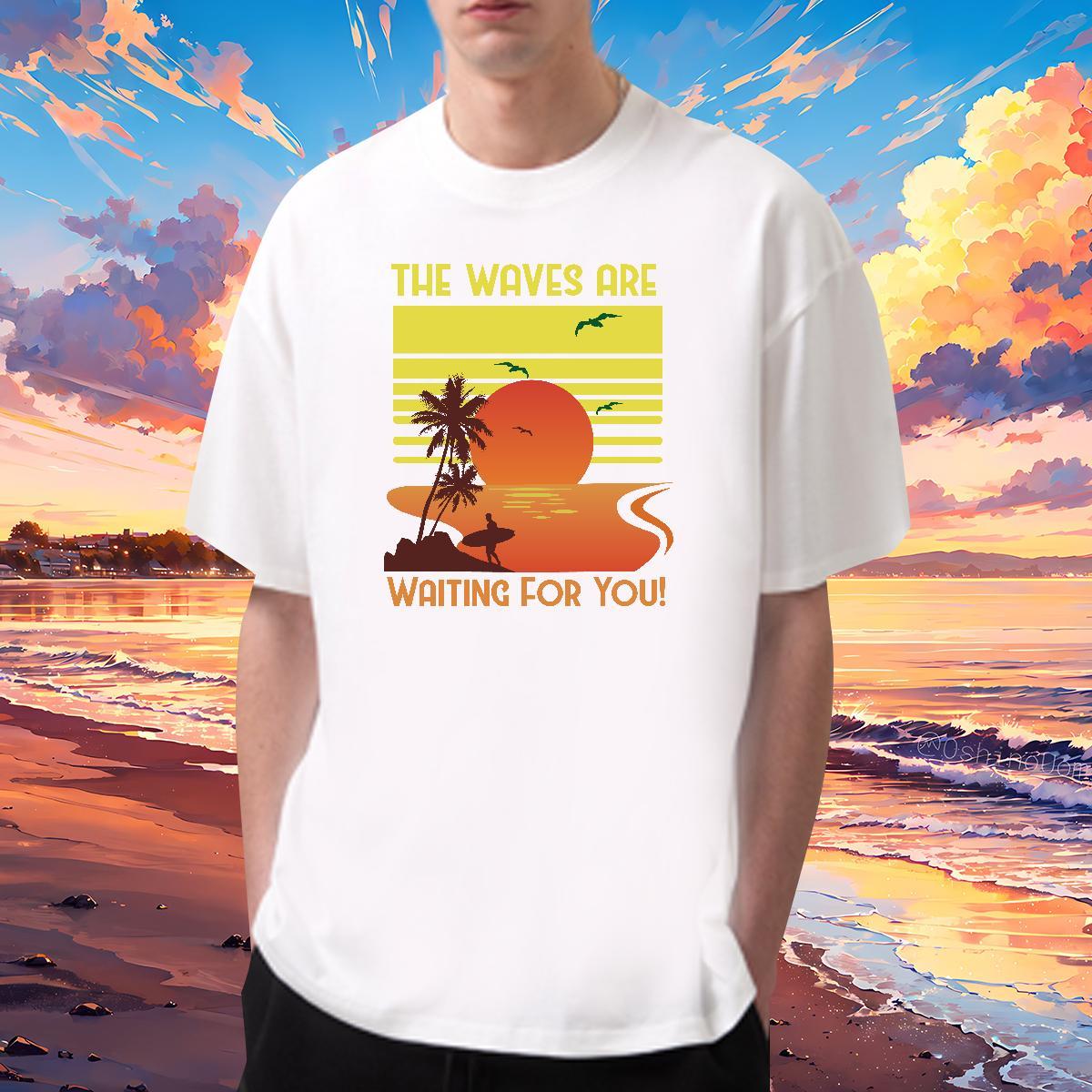 Comfortable beach 230g Pure Cotton Men Clothes T-Shirt Daily Outfit Breathable T Shirts Men Fashion New Custom Printing Wear
