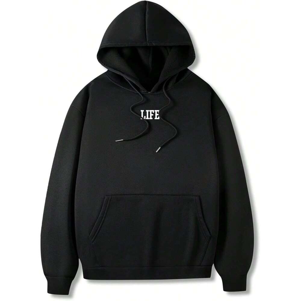 Hoodie for Mens Womens Floerns Drawstring Hoodie Long Sleeve Graphic Print Drop Shoulder Hoodies sweatshirt pullover jacket