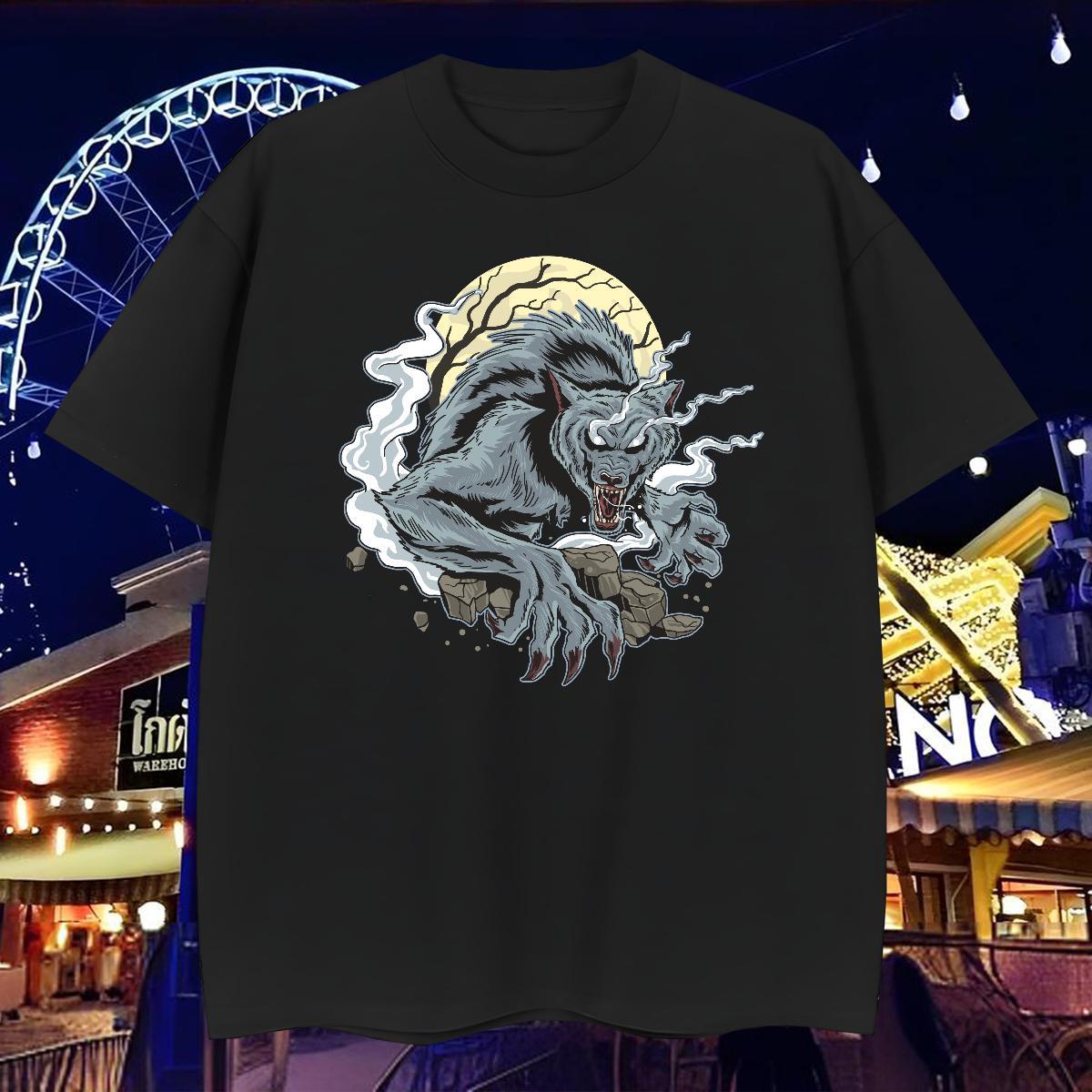 New Men Tees moon Street Wear 230g Cotton Tops Breathable Short Sleeve Wholesale T Shirts Men DIY