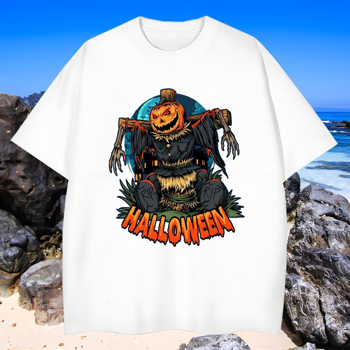 Cool Design Mens T Shirts pumpkin Short Sleeve Soft Sports Casual Custom Anime 230g 100% Cotton Couples T Shirts 2024 New Tees