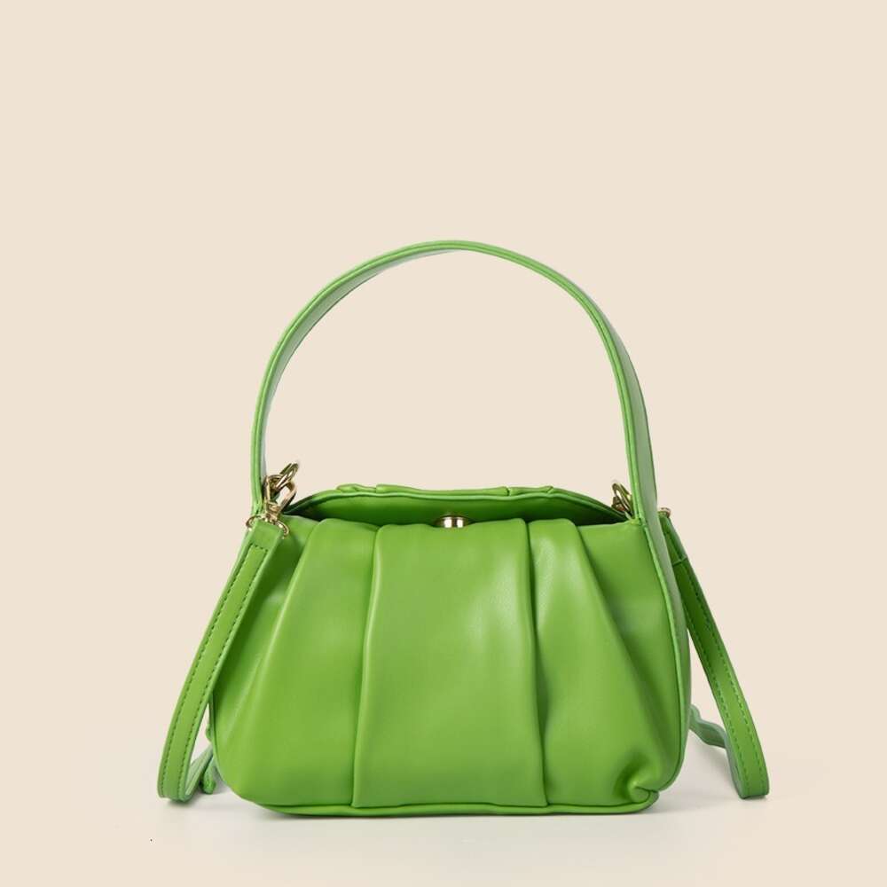 2024 New Folded Cloud Soft PU Fashionable Handheld Small Square Bag, Unique and High end Single Shoulder Crossbody Bag
