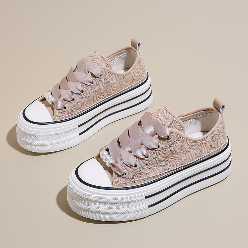 Ddmysports Canvas Women S Summer New Student Korean Edition Instagram Versatile Thick Sole Board Lace Casual Shoes BR OUTDOOR