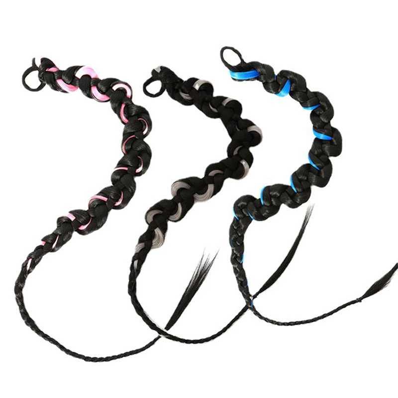 Wigsin synthetic wig womens long ponytail boxing twisted long braid sweet cool girl hot girl hair W240817