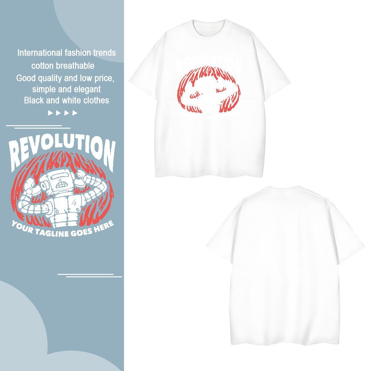 Popular robot 100% Cotton 230g Couples T Shirts Hip Hop Crew Neck Breathable Man T Shirts 2024 Summer DIY Printed Clothings