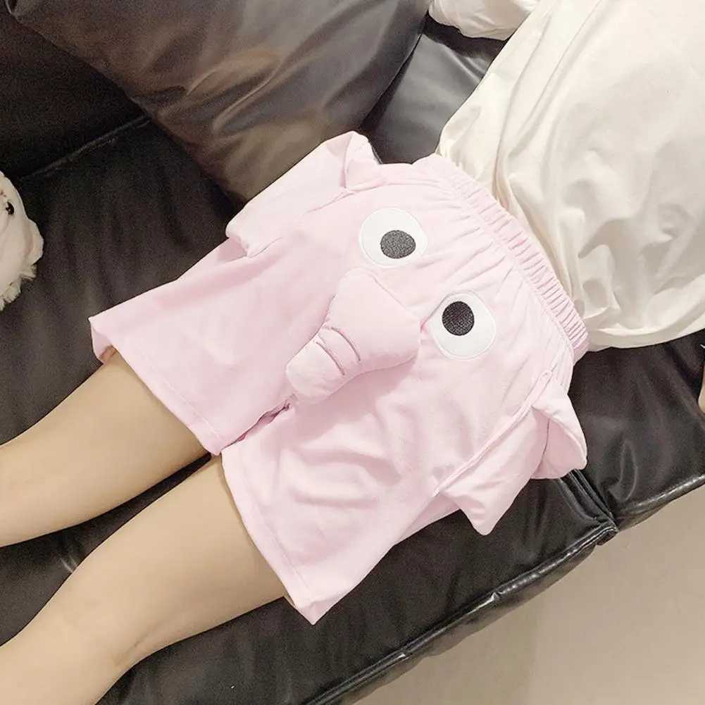 Design shorts 3D cartoon elephant decoration couple pajamas shorts Soft and breathable unisex summer pajamas shortsW240719