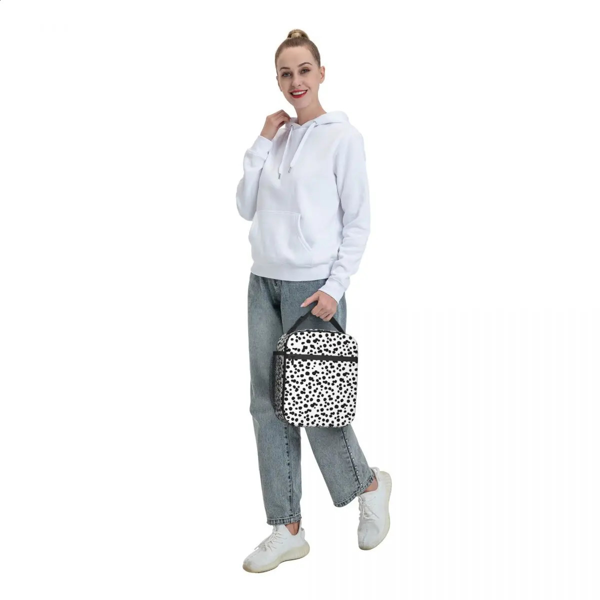 Dalmatian Print Lunch Bag For Women Cartoon Animal Lunch Box Casual Outdoor Picnic Cooler Bag Portable Thermal Tote Handbags 240819