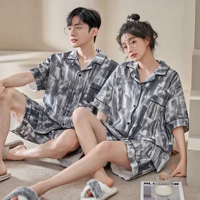 Nighttime New Knitted Pajamas Summer Set Womens Couples Pajamas Home Cotton Cardinals Sweaters Mens Casual PajamasW240719