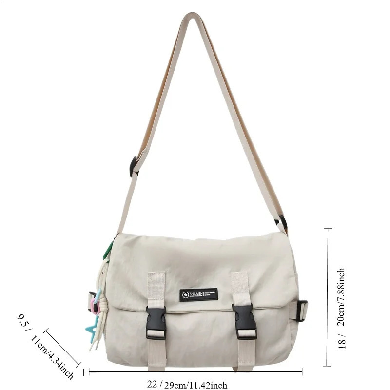 Japanese Style Waterproof Messenger Bag Men Camp Students Large Capacity Crossbody Bag Women Ins Style Work Couple Shoulder Bag 240819