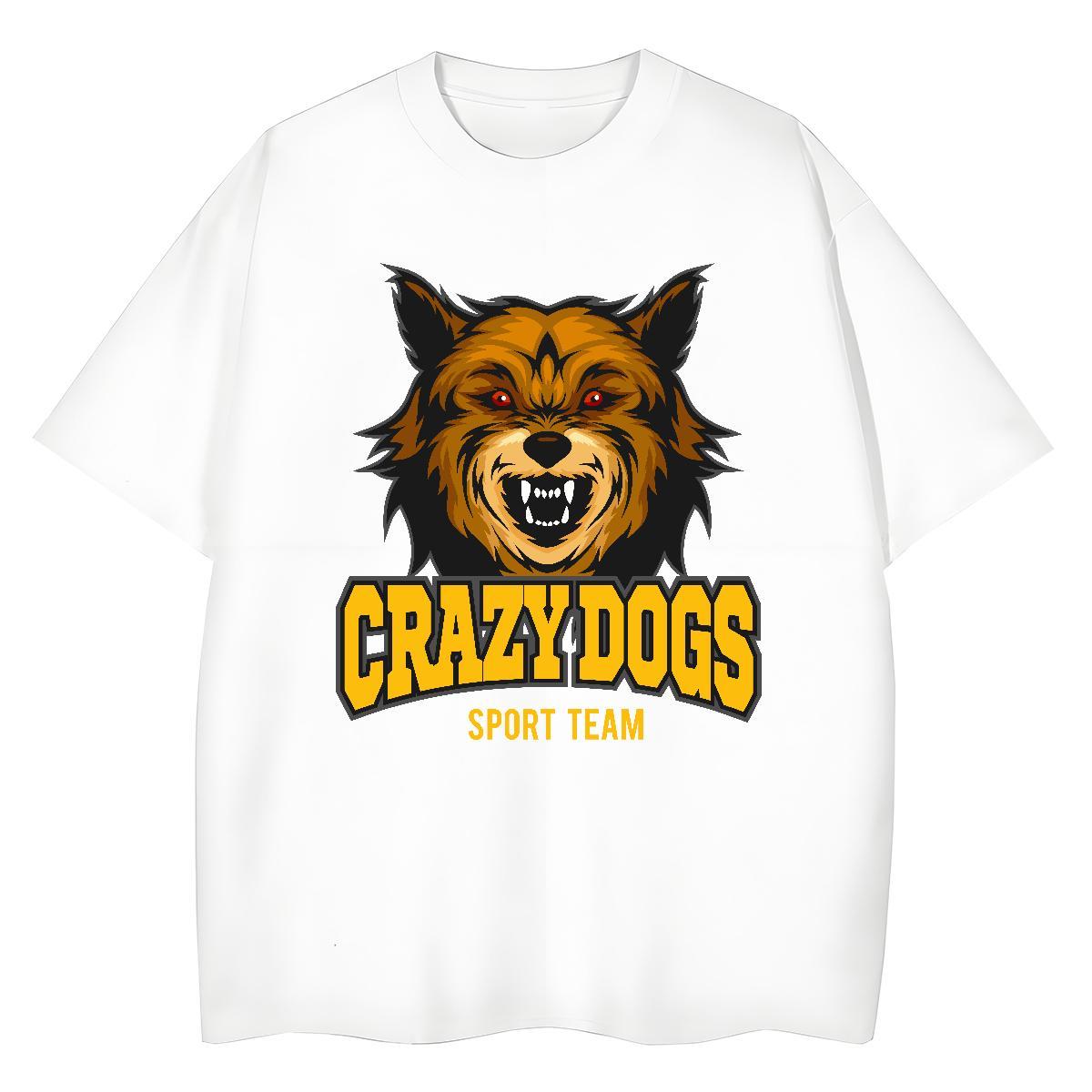 Designer T-Shirts crazy dog Breathable Short Sleeve Outdoor DIY Anime 230g 100% Cotton Tshirts New Tee Shirt