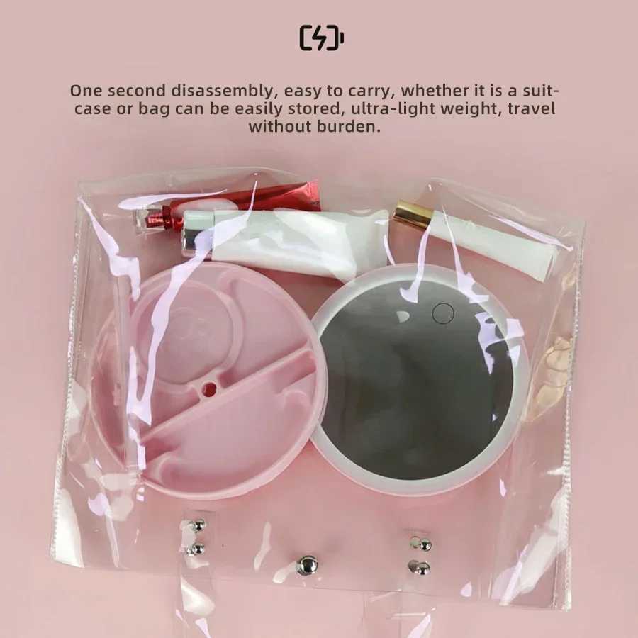 LED Makeup Mirror with Lamp Tabletype Internet Celebrity Filling Light Mirror Ins Style Dormitory Desktop Portable Vanity Mirror Y240819