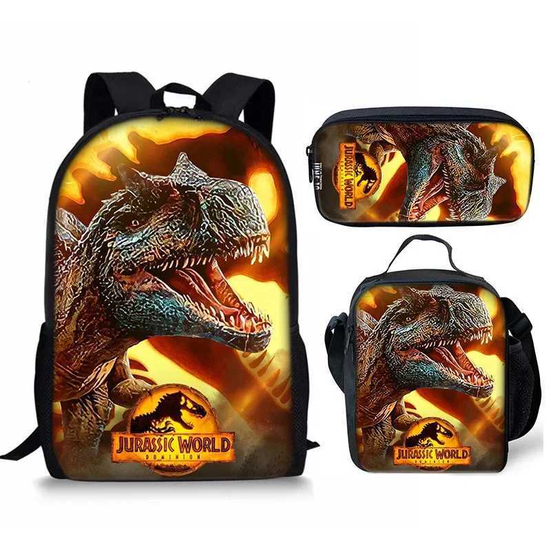 Jurassicc World Backpack Cartoon Jurassics Park Printed Child Shoulder Bag School Bags Crossbody Satchel Pencil Case Set For Kid Y240820