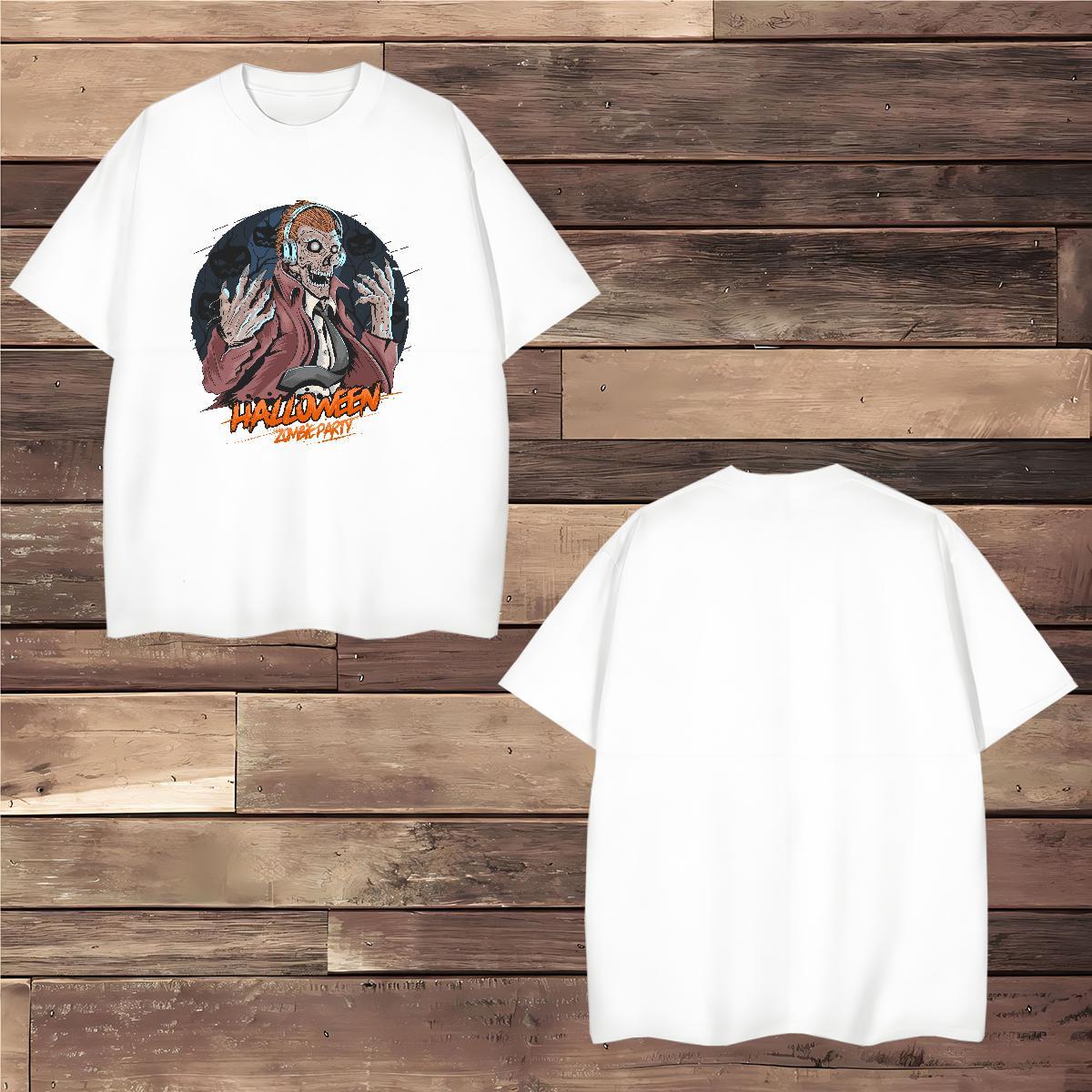 Men T Shirts 230g 100% Cotton halloween Spring Summer Breathable Crew Neck Plus Size Cartoon Tshirt for Man Woman DIY Customized Loose Tshirts