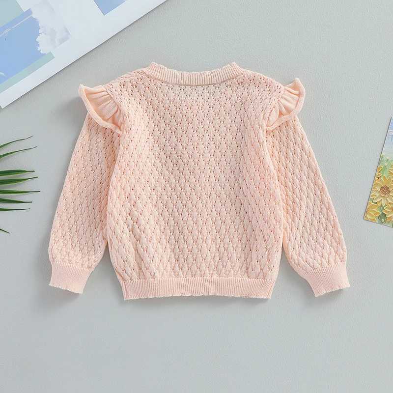 Toddler Baby Girls Knitted Cardigan Long Fly Sleeve Button-down Sweater Autumn Winter Shirts Clothing Children Ruffles OuterwearXJ240819