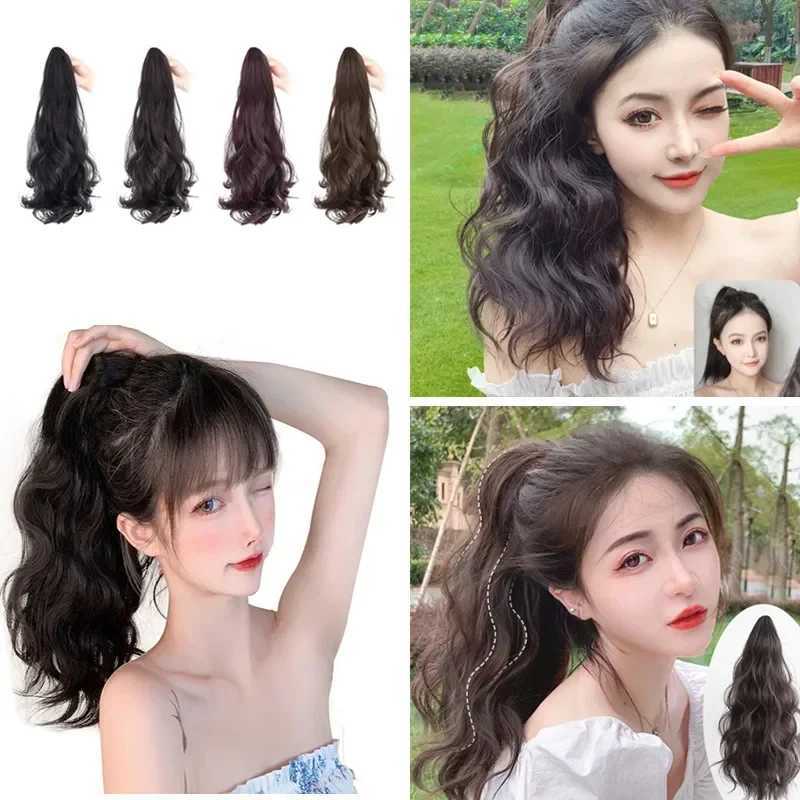 Fashion 35-50cm long curly wig natural female hair wig claw clip ponytail synthetic hair extension wig clip W240817