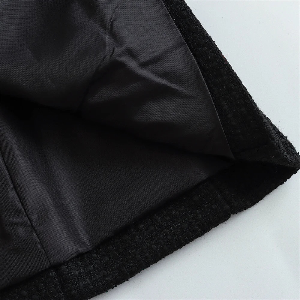 Womens Elegant Texture Double Chest Coarse Hemp Set Long Sleeve Pocket Jacket Fashion Street Top w240819
