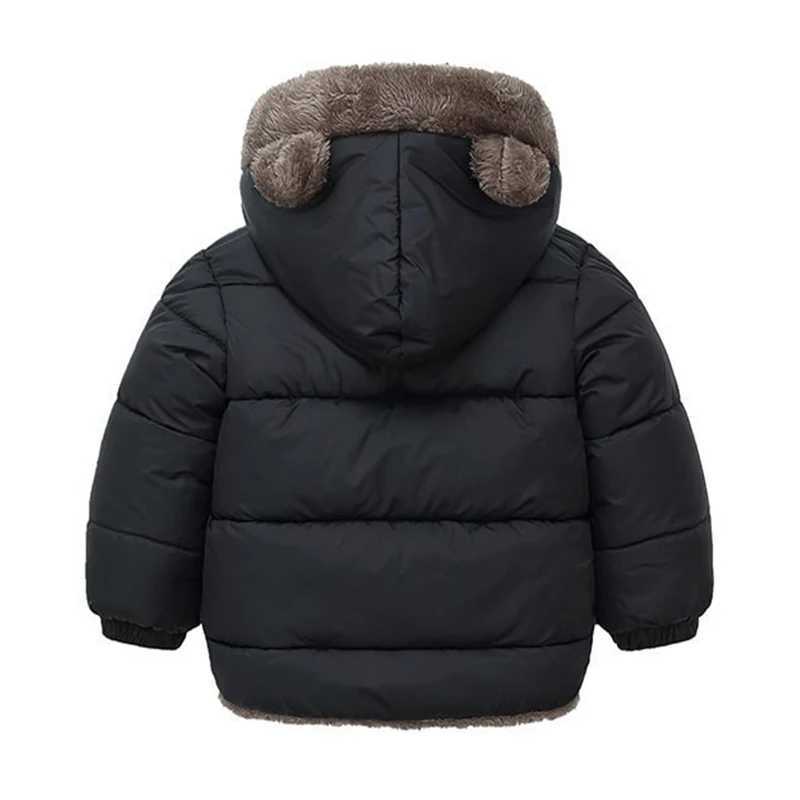 Cute Ears Down Jackets Children Boys Girls Coats Autumn Winter Warm Zipper Hooded Outerwear Solid Color Fashion Casual ClothingXJ241214