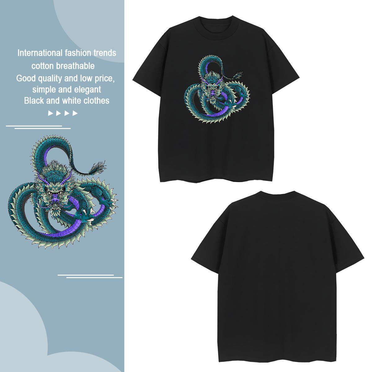 Unisex dragon T-Shirts for Men Daily Outfit Mens Tshirts 230g 100% Cotton Free Shipping Breathable Soft Skull Tees Shirts
