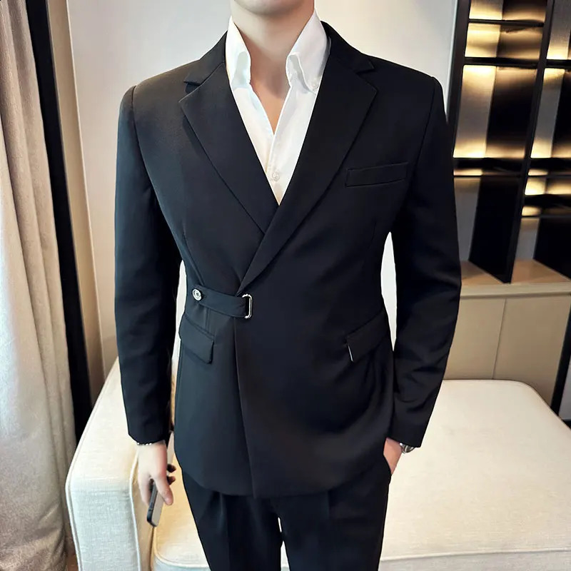Fall British Style Mens Jacket Single Chest Casual Set Wedding Business Dress Social Banquet Evening Costume 4XL 240819