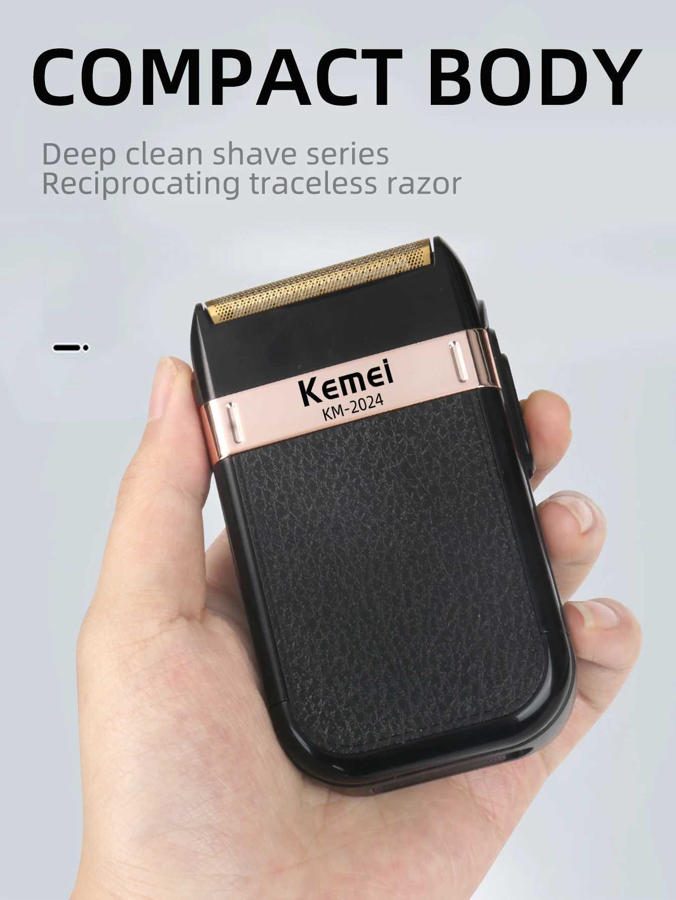 Kemei Mens Electric Shaver Waterproof Double Blade Reciprocating Cordless Shaver USB Charging Shaver W240819