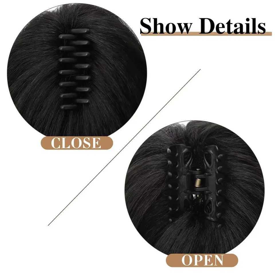 Synthetic Wig Natural Fluffy Black Yaki Grasps Womens Ponytails W240817