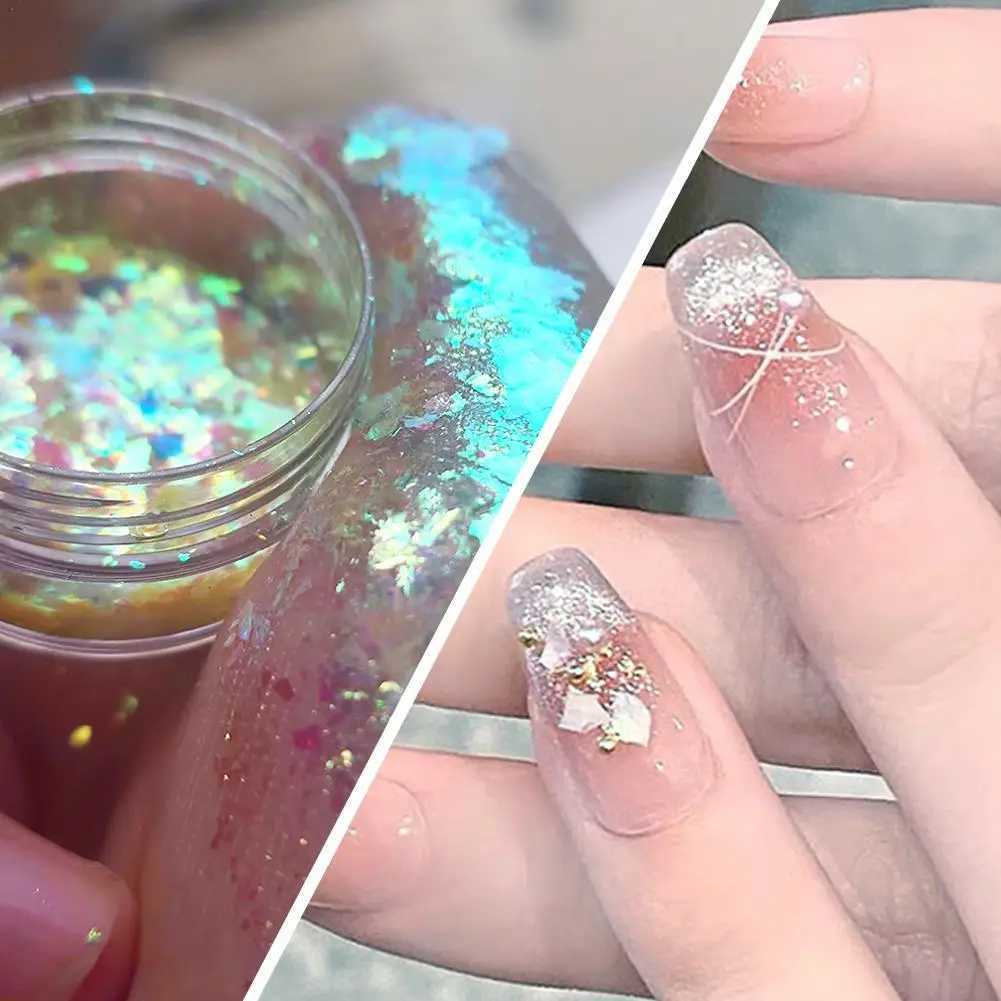 NEW High-shining 1PC Aurora Chameleon Opal Flakes Nail Powder Holographic Mermaid Glitter Sequins Pigment Eye Shadow Color ShiftXJ240815