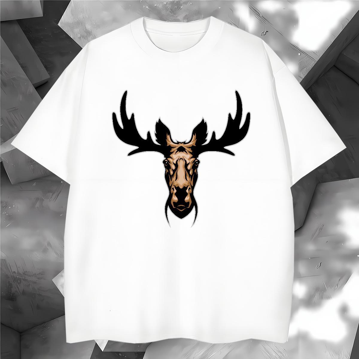 Loose Fit deer T Shirt For Man Spring Summer Mens Tshirts 230g 100% Cotton 2024 Pure Cotton Custom Printed Tee Shirt