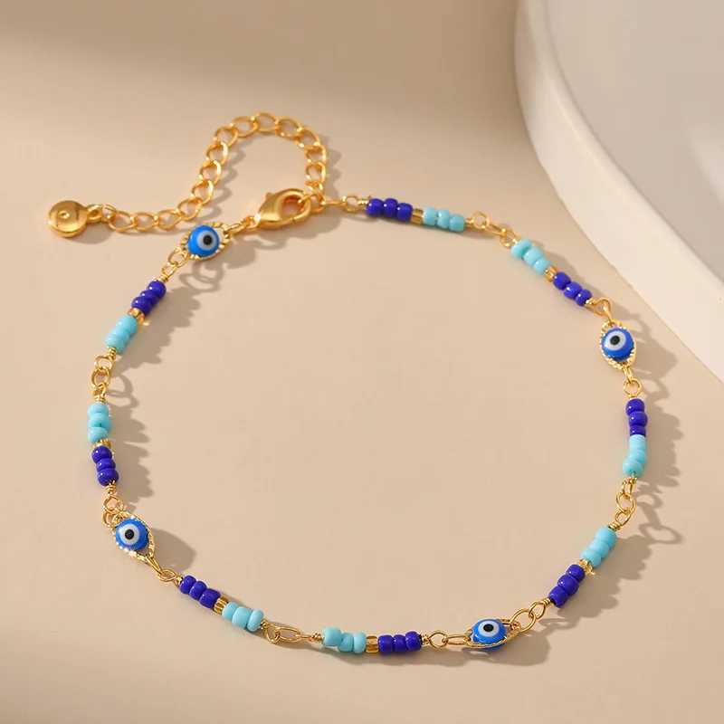 Copper plated 18K gold European and American colored eye accessories Anklet womens fashion jewelry trend Versatile W240815