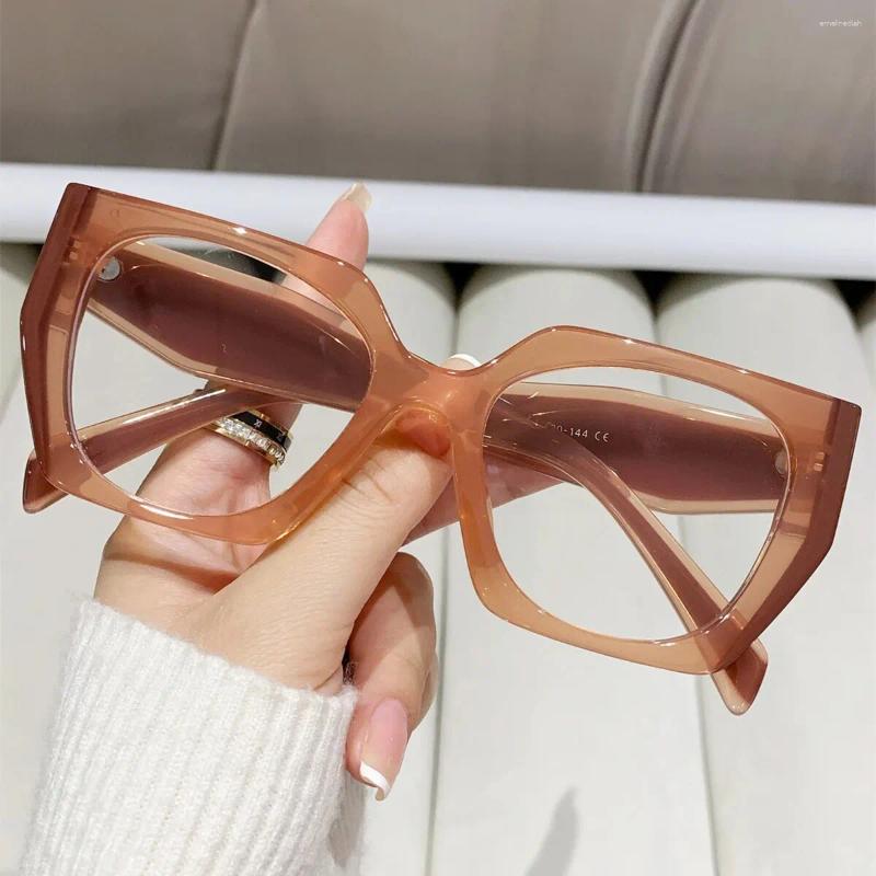 Sunglasses Blue Light Blocking Glasses Y2K Large Cat Eye Color Block Frame Clear Lens Computer Spectacles For Women Men