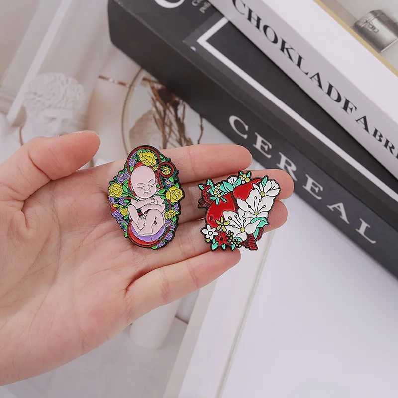 Wholesale of fancy organic enamel pins Fetus Uterus teeth ribs liver kidneys chest lapel badges bags jewelry gifts W240815