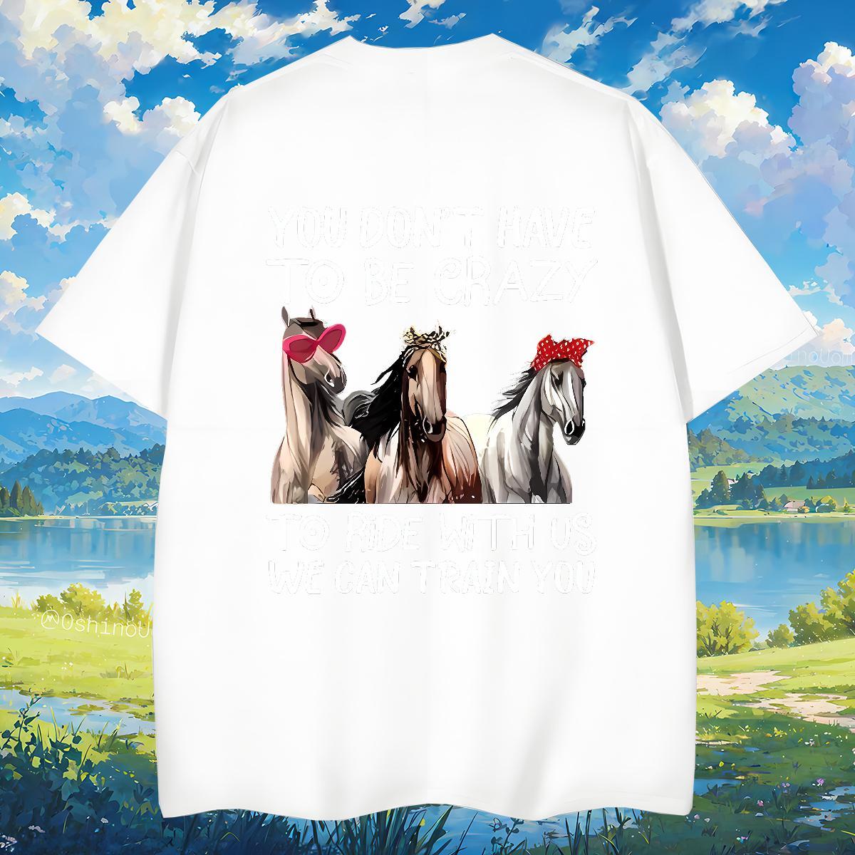 Mens T Shirts 100% Cotton 230g horse Beach Round Neck Short Sleeve White Plus Size Men Clothes T-Shirt Stylist Loose Fit Tops Tees