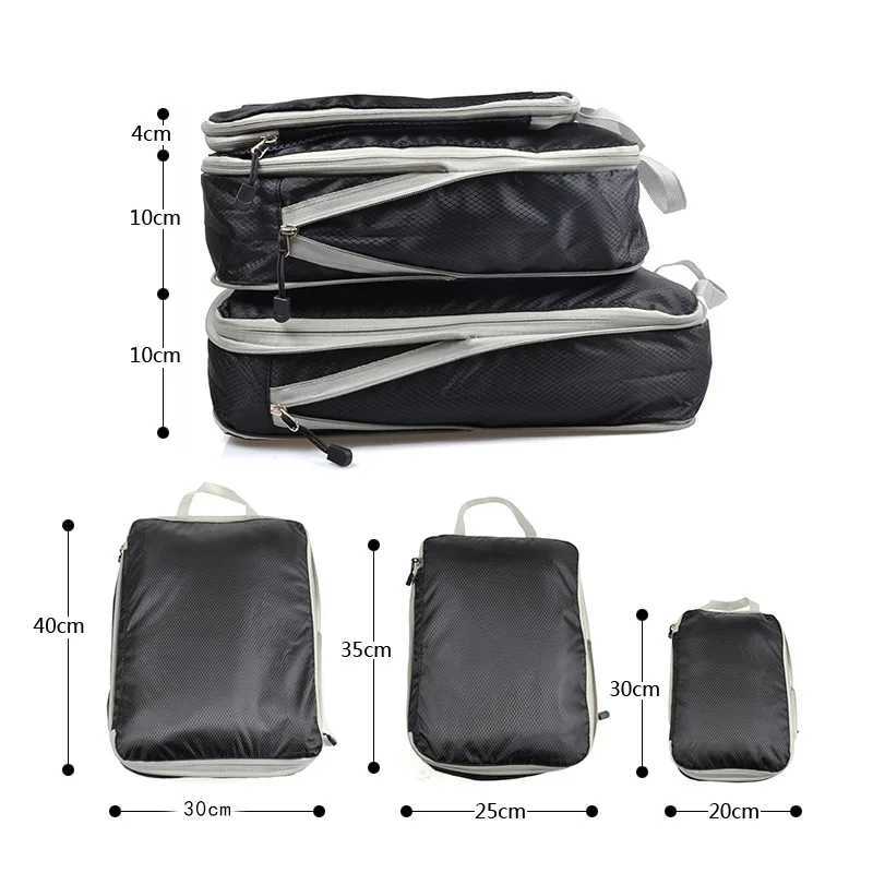 Travel Storage Bag Compressible Packing Cubes Foldable Waterproof Travel Suitcase Nylon Portable With Handbag Luggage Organizer CL240820