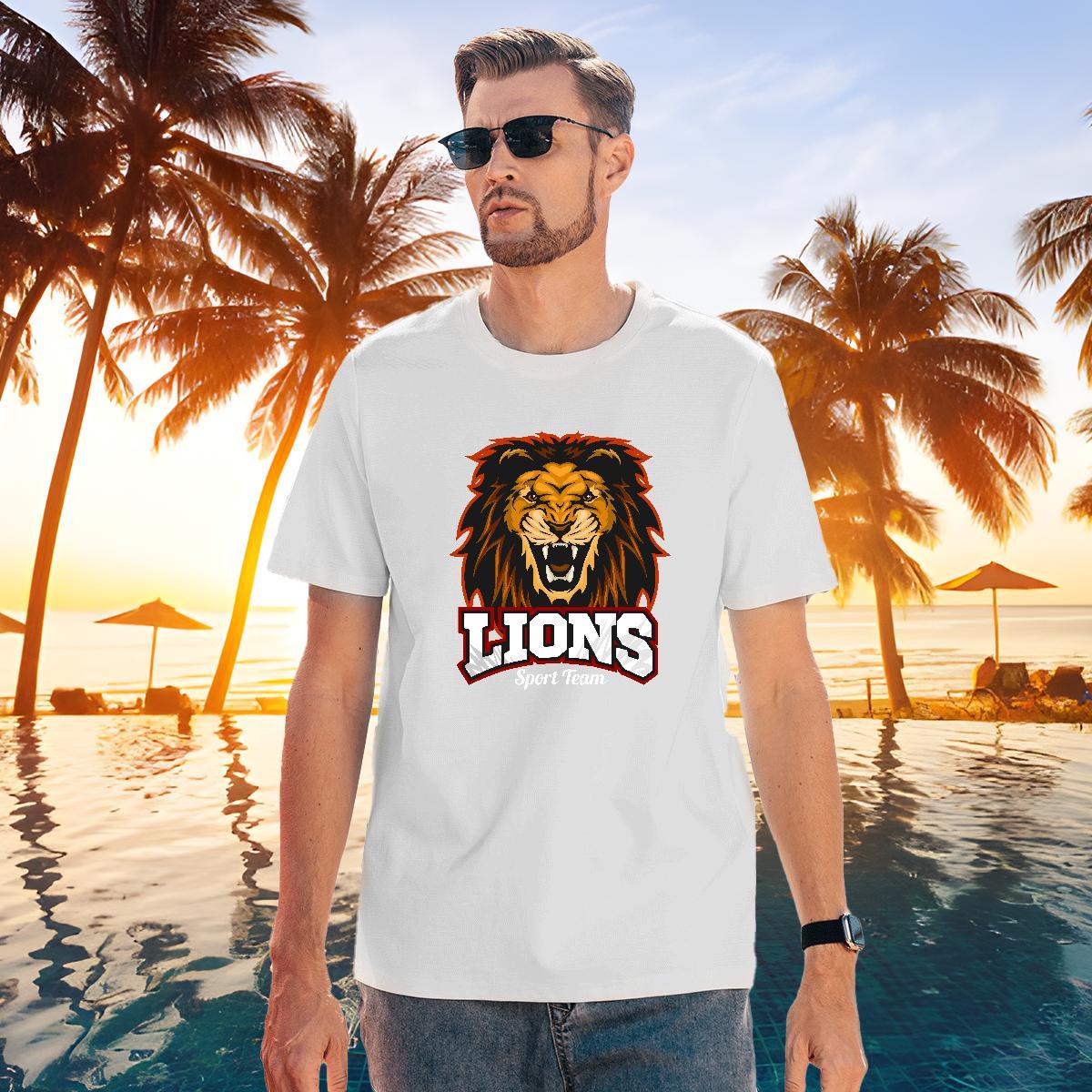 Designer T-Shirts lion Short Sleeve Soft Street Casual Anime 230g Cotton Tshirts Custom Top Tees
