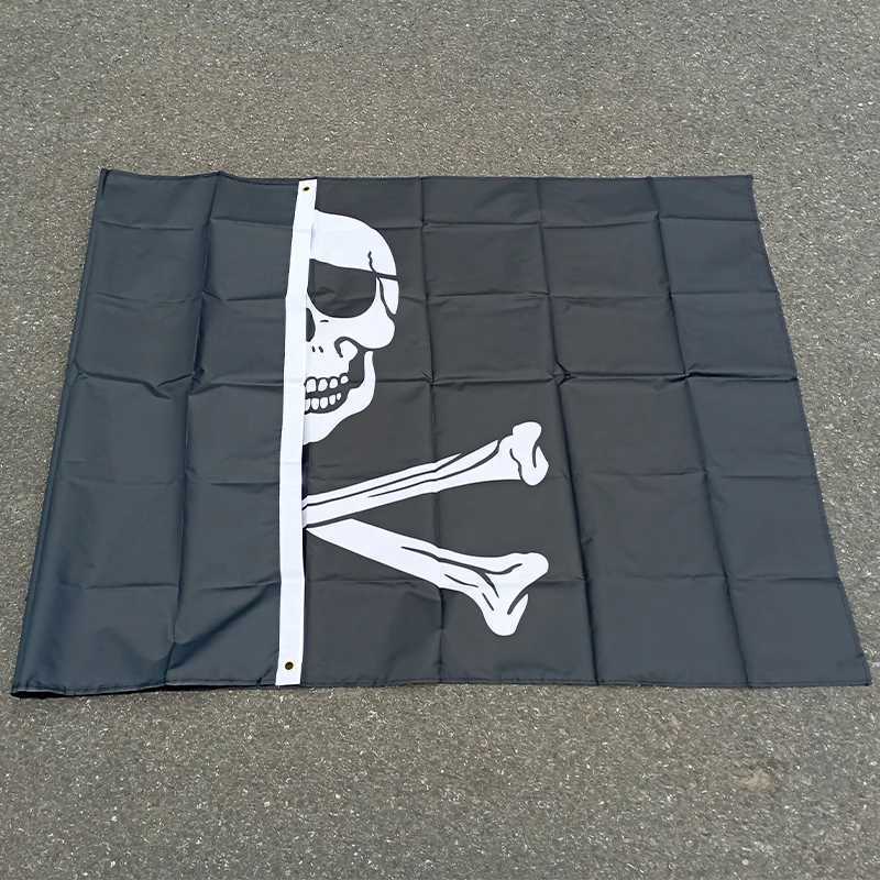 aerlxemrbrae 90x150cm Large Skull Crossbones Pirate Flag Jolly Roger Hanging Pirates bannerXJ240819