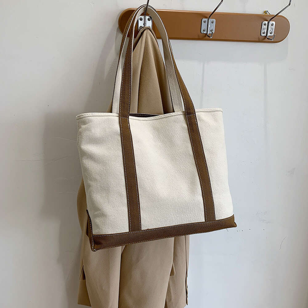 Canvas women in 2024, new casual and versatile canvas for students, simple tote bag